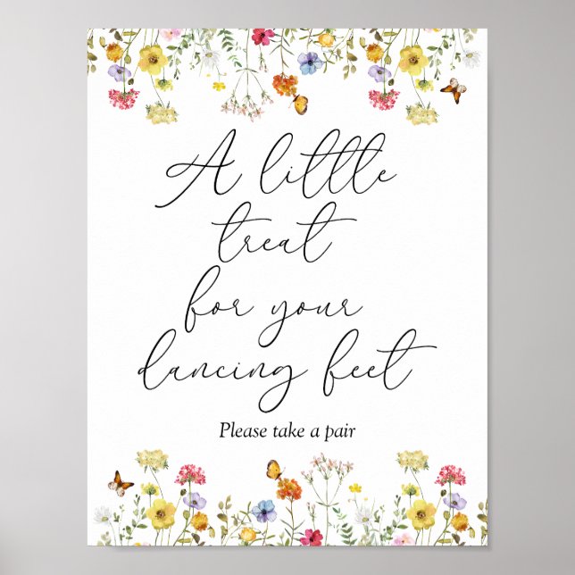 Wildflower Dancing Feet Flip Flop Wedding Sign (Front)