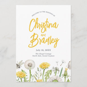 Wildflower Dandelion Garden Wedding Program