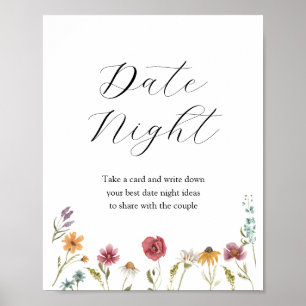 Wildflower Date Night Ideas Bridal Shower Sign