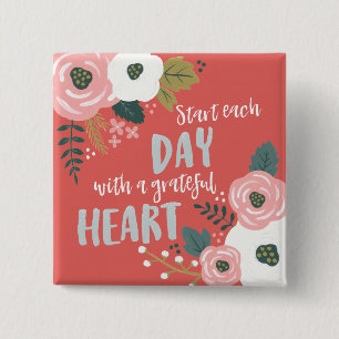 Wildflower Daydreams - Grateful Heart Typography 15 Cm Square Badge