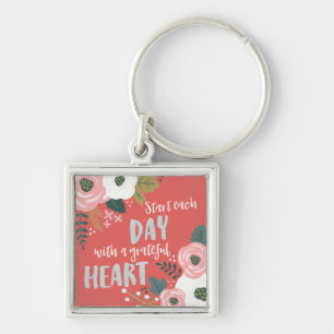 Wildflower Daydreams - Grateful Heart Typography Key Ring
