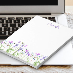 Wildflower Delicate Purple Floral Personalised Notepad