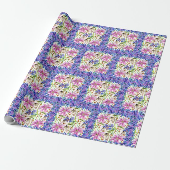 Wildflower Design Wrapping Paper (Unrolled)