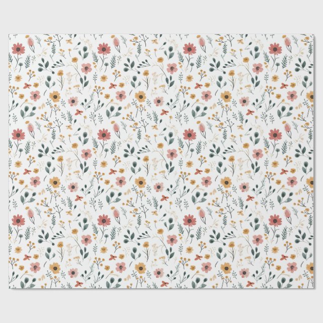 Wildflower Doodle Wrapping Paper (Flat)