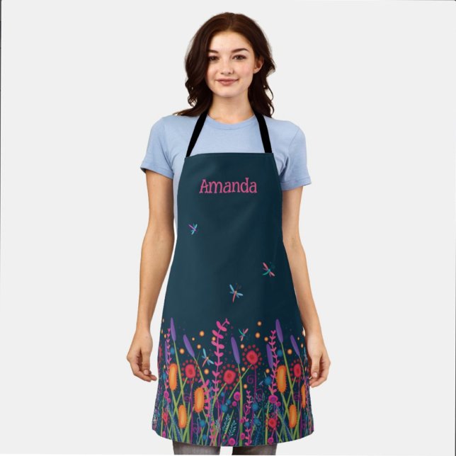 Wildflower Dragonfly Cooking Womens Apron (Creator Uploaded)
