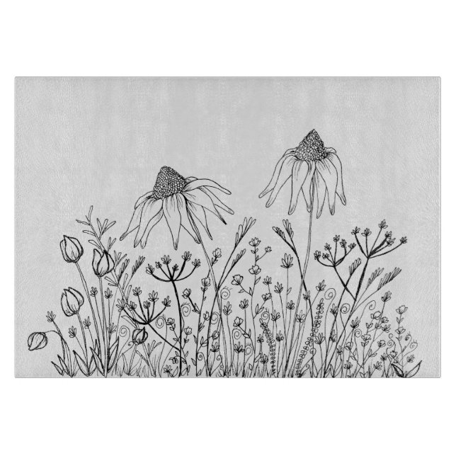 Wildflower drawing cutting board (Front)