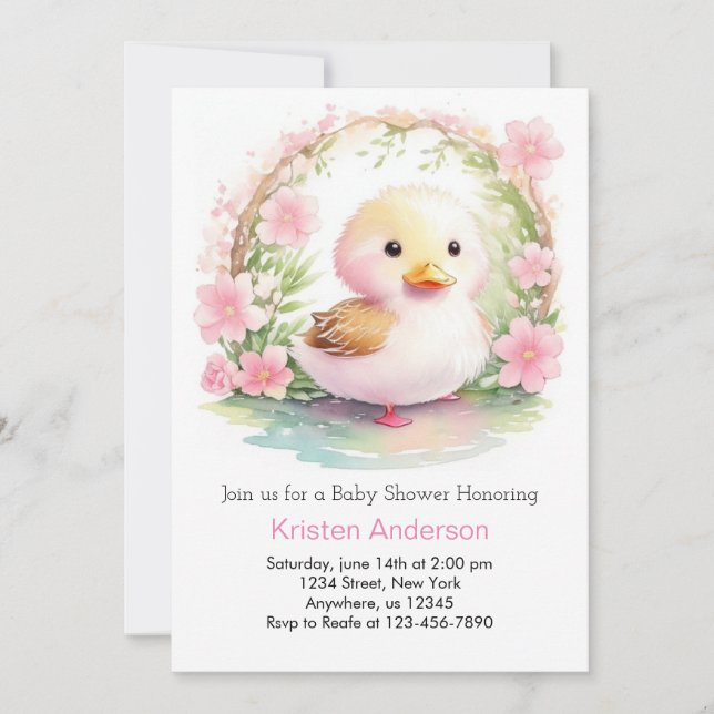 Wildflower Duckling Enchanted Girl Baby Shower Invitation (Front)