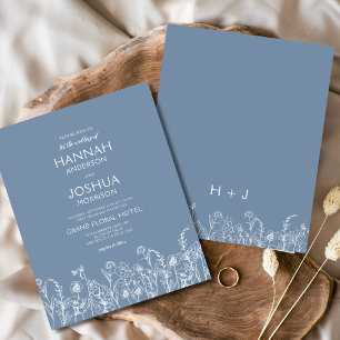 Wildflower Dusty Blue Botanical Wedding Invitation Flyer