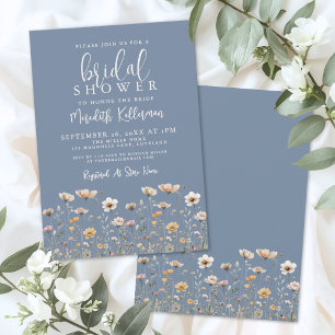 Wildflower Dusty Blue Bridal Shower Invitation
