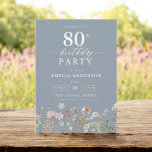Wildflower Dusty Blue Garden Floral 80th Birthday Invitation<br><div class="desc">Celebrate in style with a garden floral calligraphy 80th birthday invitation, perfect for a milestone event. Featuring vibrant floral designs and elegant calligraphy, this invitation sets a whimsical yet sophisticated tone for your celebration. The lush garden theme blends natural beauty with graceful typography, creating a timeless and inviting look. Ideal...</div>