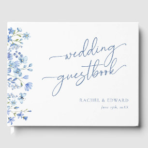 Wildflower Dusty Blue Wedding Guest Book