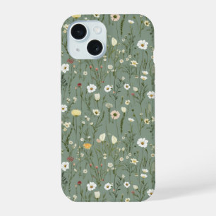 Wildflower Dusty Sage Floral Green iPhone 15 Case