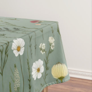 Wildflower Dusty Sage Floral Green Tablecloth
