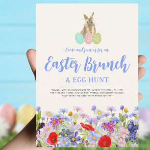 Wildflower Easter Bunny Brunch and Egg Hunt Invitation