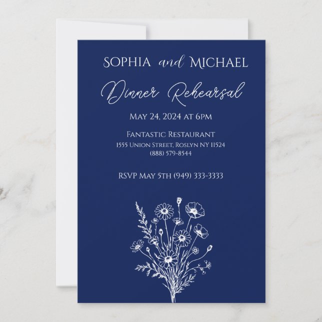 Wildflower Elegance Wedding Dinner Rehearsal Invitation (Front)