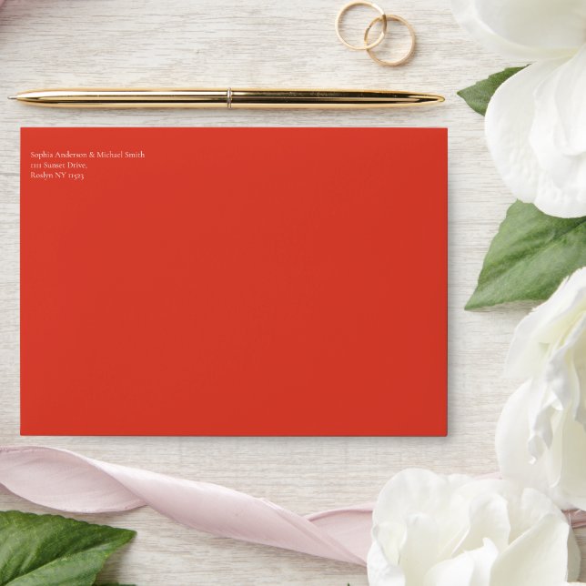 Wildflower Elegance Wedding-Red Orange- Envelope (Wedding)
