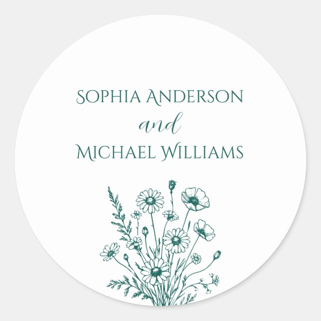 Wildflower Elegance- Wedding Stickers (Front)