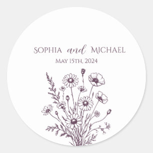 Wildflower Elegance Wedding Stickers