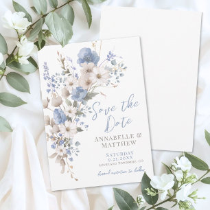Wildflower Elegant Blue Floral Wedding Save The Date