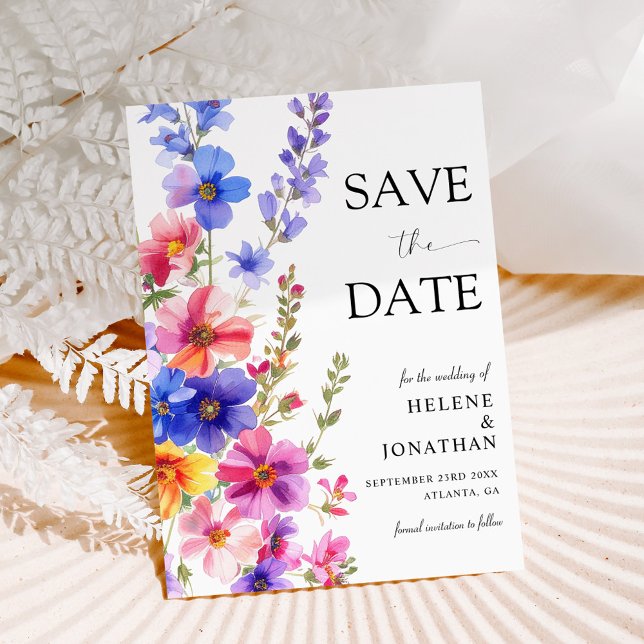 Wildflower Elegant Boho Rustic Garden Wedding Save The Date (Wildflower Elegant Boho Rustic Garden Wedding Save The Date)