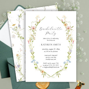 Wildflower Elegant Floral Bachelorette Party Invitation