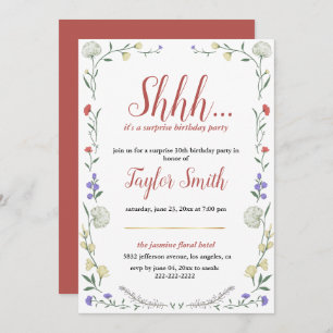 wildflower  elegant Floral Surprise Party Invite