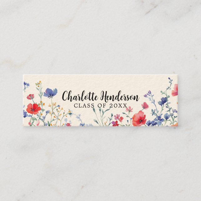 Wildflower Elegant graduation custom name card (Front)