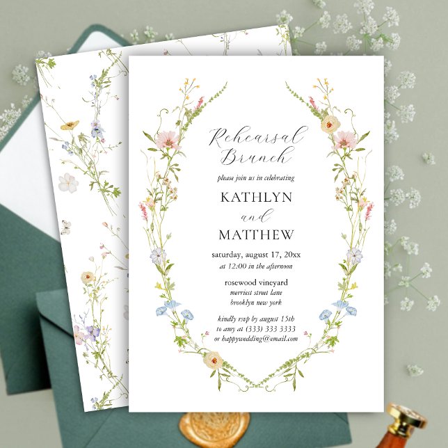 Wildflower Elegant Modern Floral Rehearsal Brunch Invitation (Creator Uploaded)