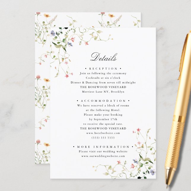 Wildflower Elegant Modern Garden Floral Wedding Enclosure Card (Creator Uploaded)