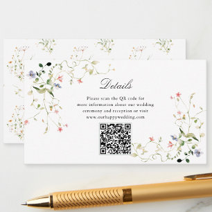 Wildflower Elegant Modern Garden Floral Wedding QR Enclosure Card