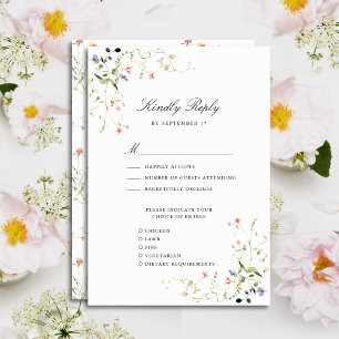 Wildflower Elegant Modern Garden Floral Wedding RSVP Card