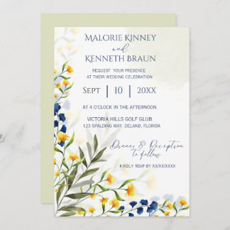 Wildflower elegant rustic wedding invitation