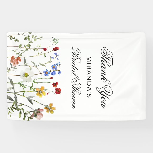 Wildflower Elegant Thank you Bridal Shower Banner (Horizontal)