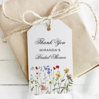 Wildflower Elegant Thank you Bridal Shower Gift Tags