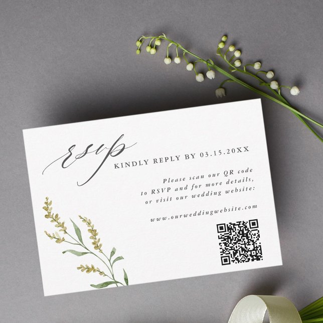 Wildflower Elegant Wedding QR Code RSVP Card (Creator Uploaded)