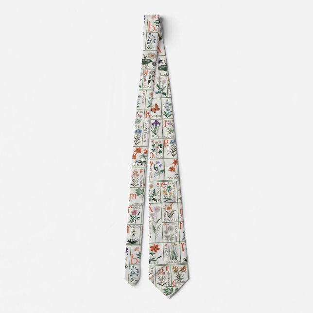 Wildflower Embroidery Style Alphabet  Tie (Back)