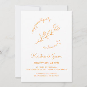 Wildflower Engagement Party Invitation in Orange