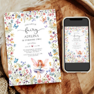 Wildflower Fairy Butterfly 2nd Birthday Invitation