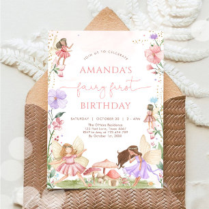 Wildflower Fairy First 1st Birthday Invitation