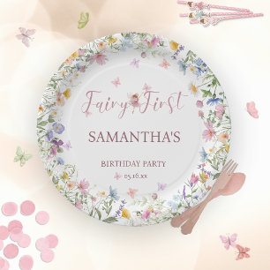 Wildflower Fairy Garden 1st Birthday Paper Plate