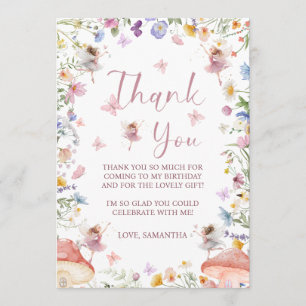 Wildflower Fairy Garden 1st Birthday Thank You Card