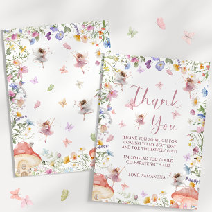 Wildflower Fairy Garden 1st Birthday Thank You Card
