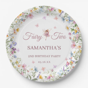 Wildflower Fairy Garden 2nd Birthday Party Paper Plate