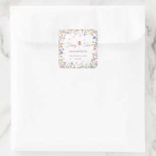 Wildflower Fairy Garden 2nd Birthday Party Square Sticker