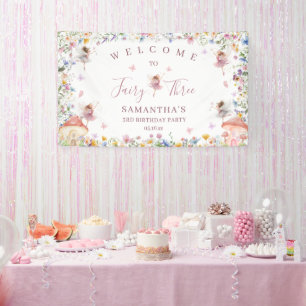 Wildflower Fairy Garden 3rd Birthday Party Welcome Banner