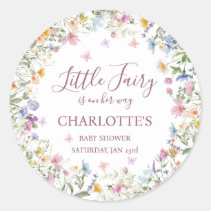 Wildflower Fairy Garden Baby Shower Classic Round Sticker