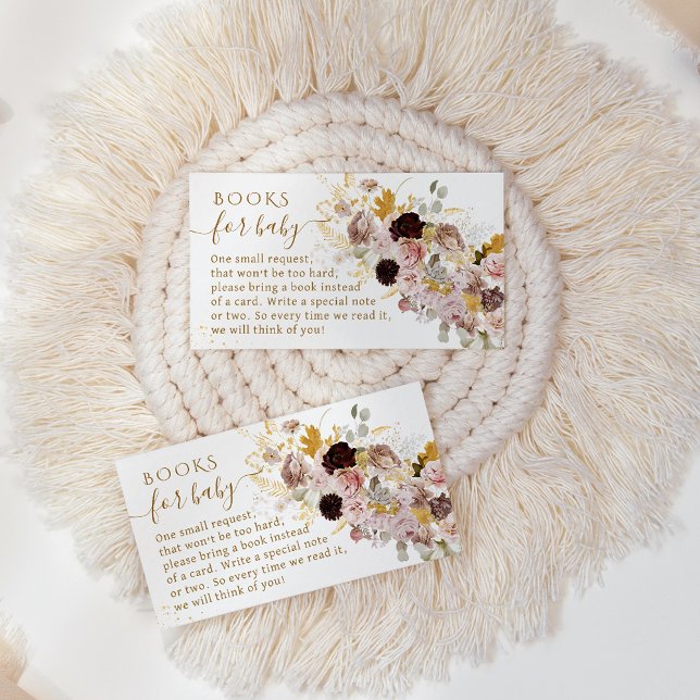Wildflower Fall Elegant Baby Girl Shower books Enclosure Card (Creator Uploaded)