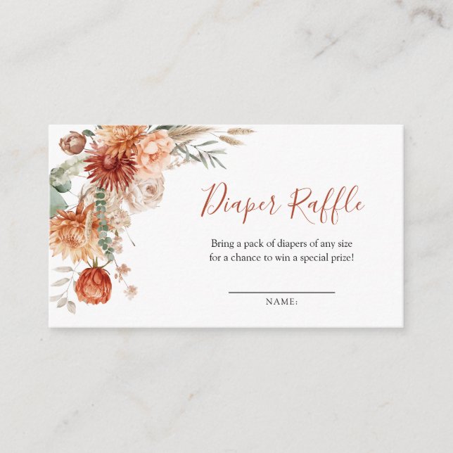 Wildflower Fall in Love Baby Shower Diaper Raffle Enclosure Card (Front)