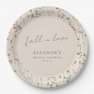 Wildflower Fall in Love Bridal Shower Boho Floral Paper Plate