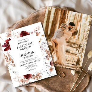 Wildflower Fall Photo Instagram Wedding Invitation